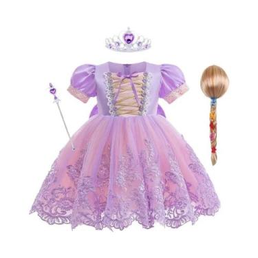 Imagem de Vestido De Festa Princesa Rapunzel Com Flores Bordadas Para Meninas, V