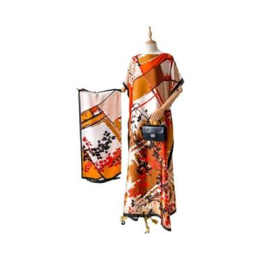 Imagem de Vestido Kaftan De Moda Feminina Para O Verão Com Grande Lenço, Abaya S