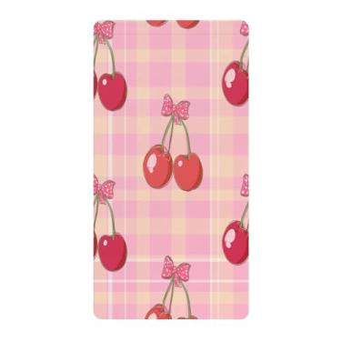 Imagem de Blueangle Lençol de berço padrão para berço infantil - Lençóis de algodão macio e respirável com laço de cereja fofo (438)