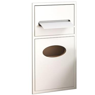 Imagem de Nicho de chuveiro de aço inoxidável e armário de armazenamento, suporte de papel higiênico versátil com lixeira para banheiro, cozinha e sala de estar (branco, 20 x 52 x 13,5 cm)