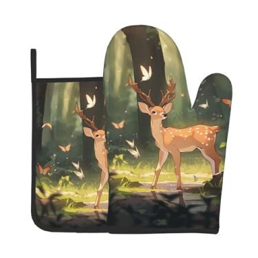 Imagem de Conjunto de luvas de forno com estampa Bambi, 2 peças, adequado para cozinhar, assar e grelhar ao ar livre