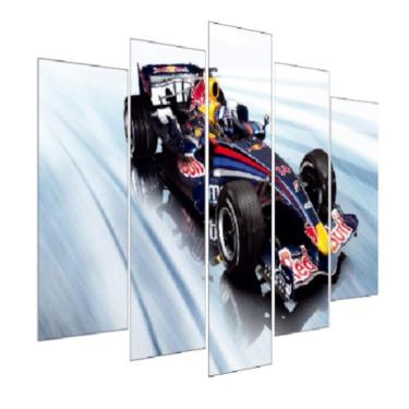 Imagem de Quadro Decorativo Mosaico 5 Peças Mod970 Carro Azul Corrida