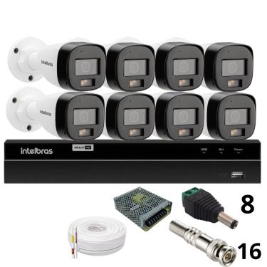 Imagem de Kit 8 Câmeras Intelbras  Bullet 3220b Full Color Com Áudio Dvr Intelbras 1216-c Mhdx Com Acesso Remoto Sem Hd