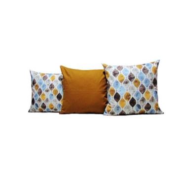 Imagem de Capas Almofadas 45 x 45 Tecido Algodão Estampado Conjunto 3 peças - Na