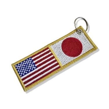 Imagem de BP0055-0058-011 Bandeira USA Japão Patch Bordado 11x3,8cm. Tipo de mat