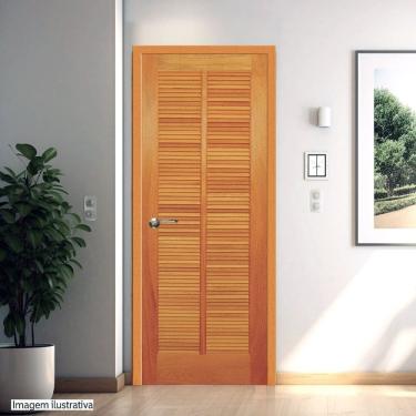 Imagem de Folha de Porta Madeira Maciça Angelim 210cm X 60cm Veneziana Jomadi Natural