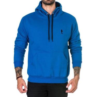 Imagem de Moletom Masculino Casual com Bolso e Capuz Ajustável Flanelado em Algo