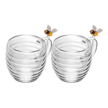 Imagem de 2 Xícaras de Chá Parede Dupla Lyor Lovely Bee de Vidro 180ml