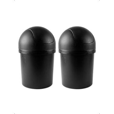 Imagem de Kit 2 Lixeira Basculante 14L Plástica Banheiro Casa Cozinha - Preto - 