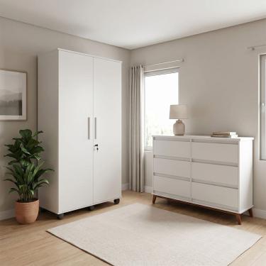 Imagem de Conjunto Cômoda para Quarto Londres 6 Gavetas e Armário Organizador Multiuso Ouro 2 Por...