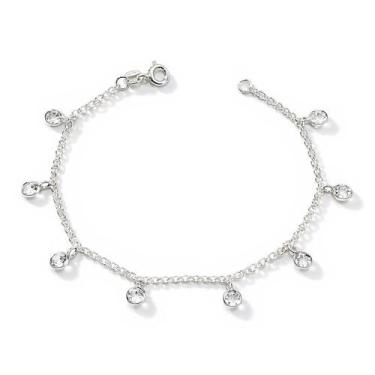 Imagem de Pulseira Feminina Prata Legítima Pedrinha Saladinha Colorida - Lojas L