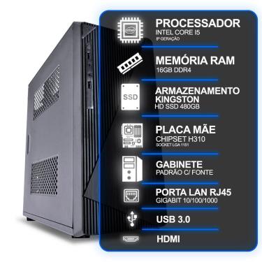 Imagem de Computador Desktop Slim Intel Core I5 8a Geração 16GB Ram SSD 480GB sem Sistema Operacional