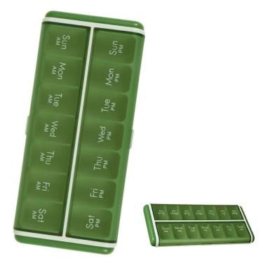 Imagem de Estojo de Remedio Comprimido Capsula Pilula Organizador Semanal Divisoria Mala Bolsa Viagem Portatil Seguro Resistente
