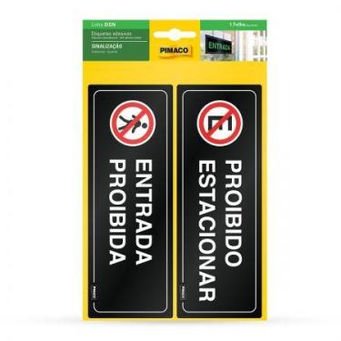Imagem de Etiqueta sinalização Proibido Estacionar/Entrada Proibida 6,7x18,5cm -