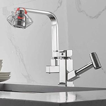 Imagem de Pkfinrd Torneira para batedeira de pia de cozinha de latão quente e frio, pistola de pulverização, rotação de 360°, multimodos, torneira para pia de cozinha