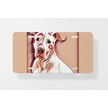 Imagem de Pôster colorido de Pit Bull Capa para placa de licença batom – Capa para placa de carro – Capa para placa de carro 15,24 x 30,48 cm