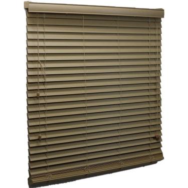 Imagem de Persiana Horizontal Pvc 50mm Bege 80 (L) X 160 (A) cm C/ Bandô 0,80 x 1,60 m Tipo Madeira Luxo