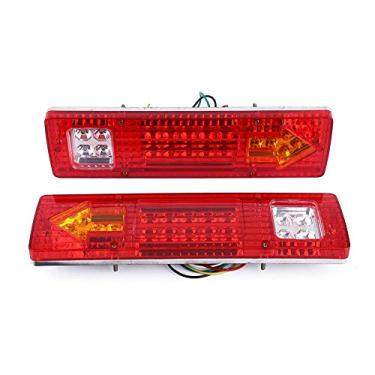 Imagem de Kit de luzes traseiras de LED para reboque, 2 peças de luzes traseiras de LED 12 V 19 lâmpadas traseiras de freio traseiro indicador de interrupção compatível com caminhão de carro (vermelho)