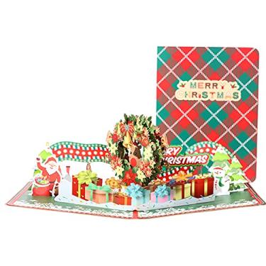 Imagem de Yajun Cartões Pop Up Feliz Natal Papai Noel feito à mão Cartão de Agradecimento Ano Novo Convites de Festa para Natal Feriado de Inverno