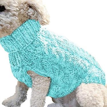 Imagem de Suéter de tricô para cães XINJIA, roupas de inverno para animais de estimação, casaco de gola alta para filhotes e gatos