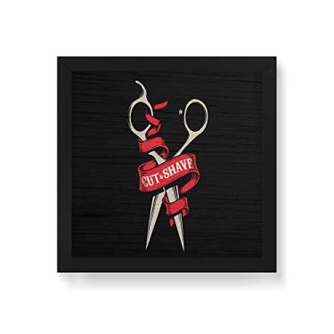 Imagem de Arte Maníacos Quadro Decorativo em Madeira Tesoura de Cortar Cabelo - 30x30cm (Moldura caixa em laca preta)