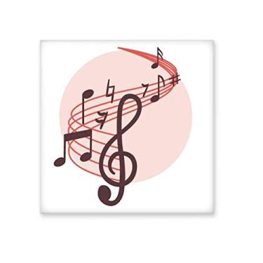 Imagem de Azulejo de cerâmica brilhante para banheiro e cozinha com notas musicais em formato redondo vermelho
