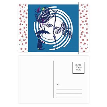 Imagem de Plant Leaves Chapéu de guarda-chuva rosa Flor Natal Celebração Cartão postal Bênção Cartão de correio