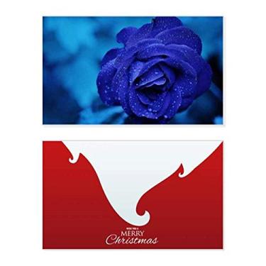 Imagem de Mensagem de Natal com letras de Natal e frase "Merry Christmas" com rosas azul-escuro