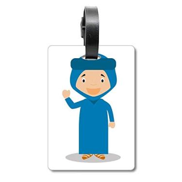 Imagem de Smile Blue Algeria Bolsa de mala com desenho animado Etiqueta para cartão de bagagem