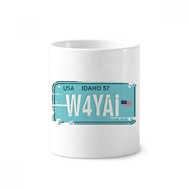 Imagem de Suporte de caneta com número de placa de licença de carro American USA suporte de cerâmica copo lápis