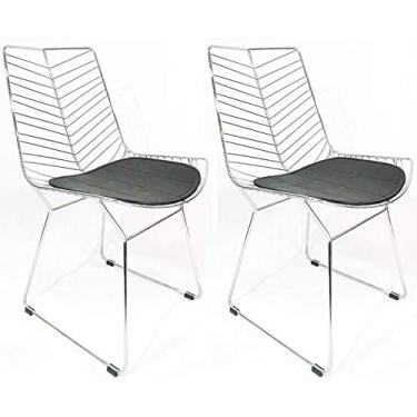 Imagem de Kit 2 Cadeiras Bertoia Retrô Cromada Assento Preto - Poltronas do Sul