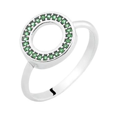 Imagem de Anel de Prata Zircônia Redondo Life Verde