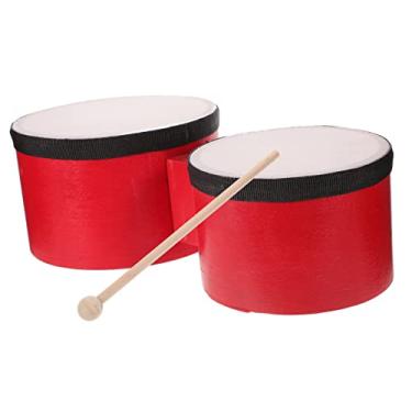 Imagem de Hoement 1 Conjunto bongô bateria pandeiros para adultos instrumentos musicais instrumento musical bongos tambor para crianças 1-3 percussão Brinquedo filho Madeira vermelho