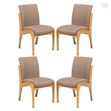 Imagem de Rio Madeira, Kit 4 Cadeiras de Jantar Estofada Lisboa Madeira Mel Linho Marrom Claro L87 RMI