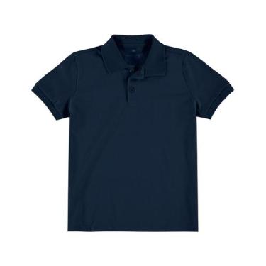 Imagem de Camiseta Infantil Gola Polo Com Punho Algodão Azul Marinho Malwee Kids