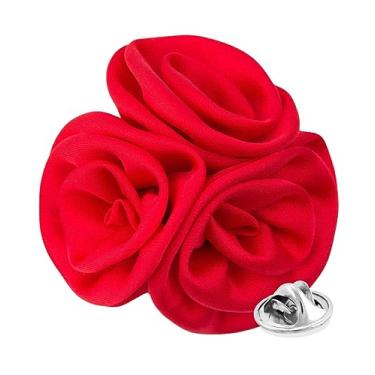 Imagem de Vittorio Vico Broche de lapela premium trio de flores - lapela formal para homens, broche de flor, 2.0" (5.10CM), Poliéster, Não aplicável