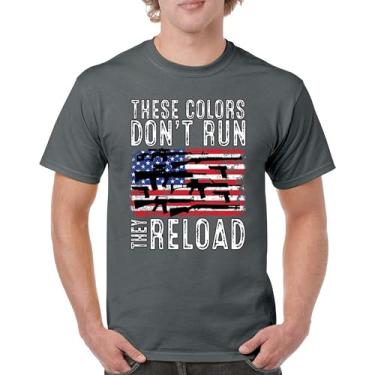 Imagem de Camiseta masculina These Colors Don't Run They Reload 2nd Amendment 2A Second Right American Flag Don't Tread on Me, Carvão, 5G