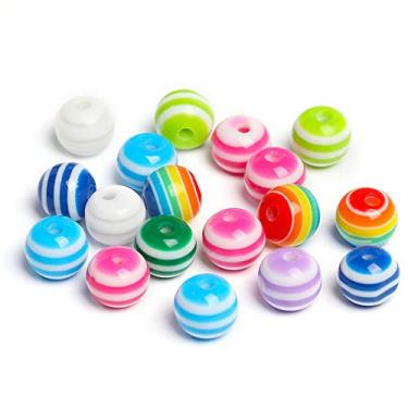 Imagem de Xeahung 150 peças de contas de acrílico arco-íris para fazer joias contas soltas redondas berloques de mármore para pulseiras, brinco, colar, anéis, adultos, miçangas, projetos de arte,