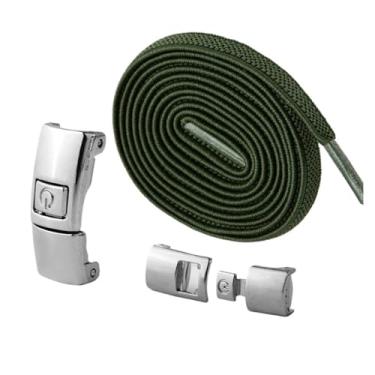 Imagem de Elastic Laces Sneakers Width Flat Shoelaces Without Ties Kids Adult Lock No Tie Shoelace Rubber Bands Shoe Accessories (Color : Army green)