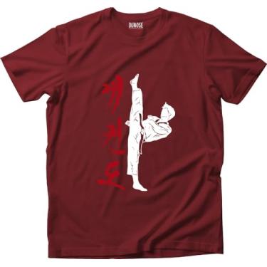 Imagem de Camiseta Algodão Masculina kanji Tamanho:M;Cor:Vinho