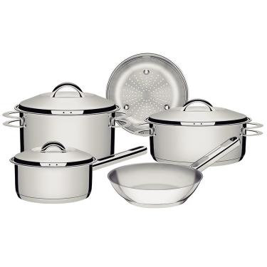Imagem de Conjunto de Panelas Tramontina Solar 5 Peças Aço Inox Fundo Triplo - 65510/780 - Inox
