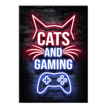 Imagem de Placa Decorativa Gamer Gatos E Games Jogos Decoração Quarto
