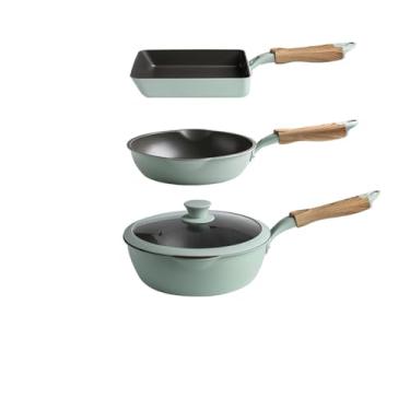 Imagem de frigideira de cozinha doméstica antiaderente panquecas ovo frito bife panela fogão eletromagnético fogão a gás conjunto wok,3