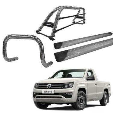 Imagem de Kit Quebra Mato Estribo Alumínio Santo Antônio Duplo/Amarok CS Cromado