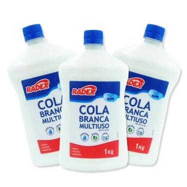 Imagem de Kit 3 Cola branca multiuso Radex 1kg ideal para slime
