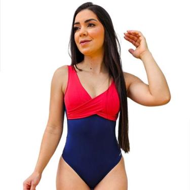 Imagem de Maiô Boddy Transpassado Chapa barriga Bicolor Bojo Removível Comportad