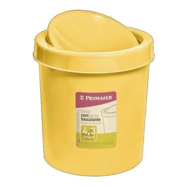 Imagem de Lixeira basculante 4,3l plastico reforçado amarelo pr1017 primafer