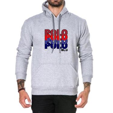 Imagem de Moletom Masculino Algodão Flanelado Capuz Bolso Canguru - Polo Blu, G,