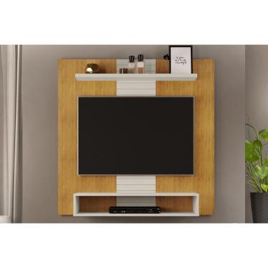 Imagem de Painel Home p/ TV até 47 Pol Smart c/ Prateleira e Nichos 120x120cm Cedro/Bali - DJ Móveis