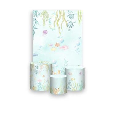Imagem de Painel De Festa Vertical 1,50 x 2,20 + Trio De Capas Cilindro - Fundo 